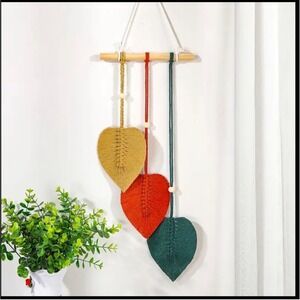 3 for $20 Boho Macrame‎ Wall Hanging Leaf Design Natural Wood 3 Feathers